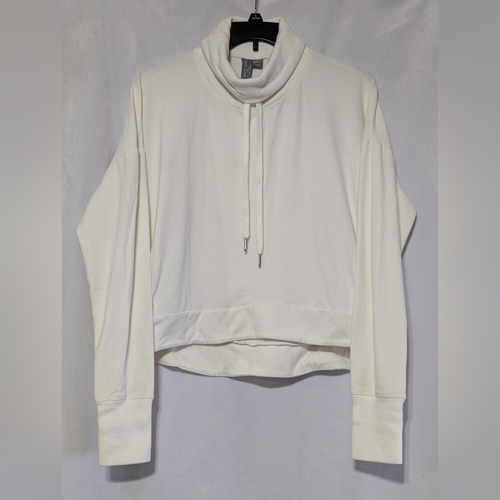 🪻Sweaty Betty Off-White Harmonise Luxe High Neck Sweatshirt XS Made In Italy